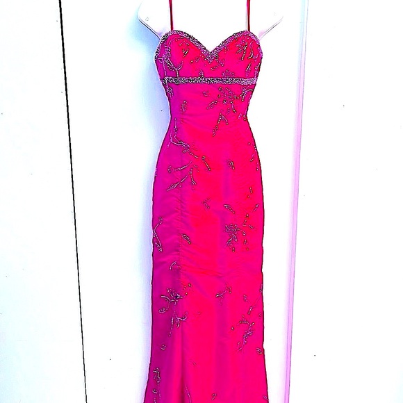 Vintage Dresses & Skirts - Mermaid Satin Beaded Gown